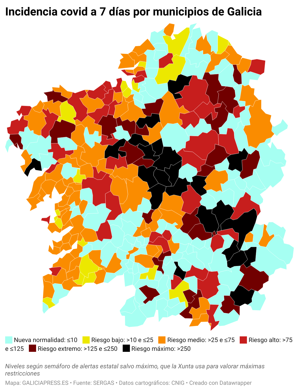 Ur7ci incidencia covid a 7 d as por municipios de galicia