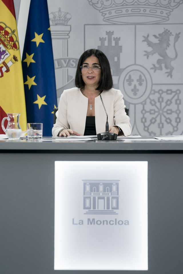 La ministra de Sanidad, Carolina Darias, durante la rueda de prensa posterior al Consejo Interterritorial del Sistema Nacional de Salud, en La Moncloa, a 1 de septiembre de 2021, en Madrid (España). Durante el Consejo Interterritorial del Sistema Nacional