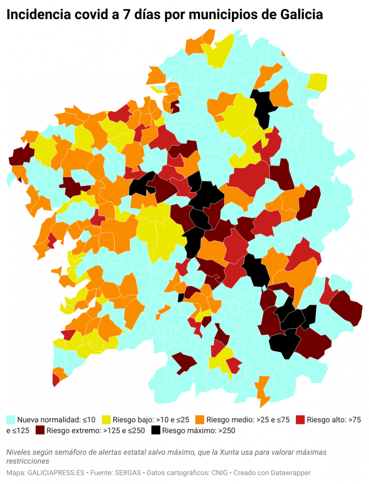 Covid municipios: nueva normalidad en casi todos los ayuntamientos de A Mariña, Celanova, Ribeiro y A Fonsagrada