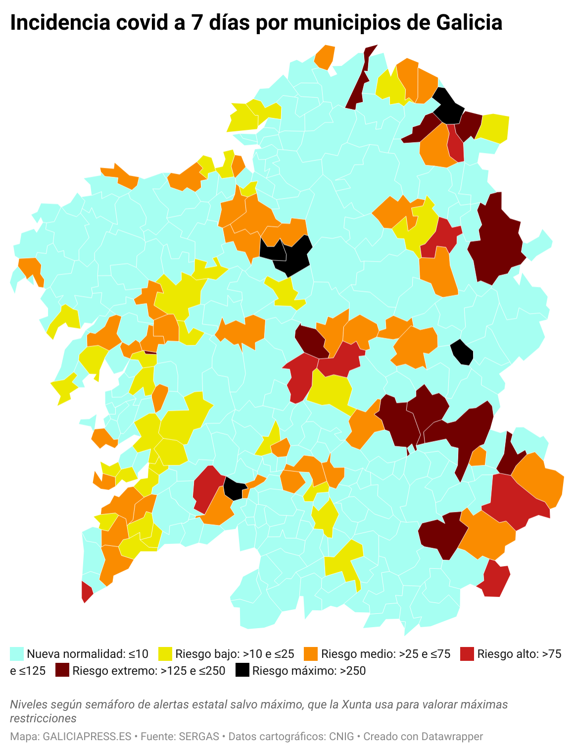 Ur7ci incidencia covid a 7 d as por municipios de galicia