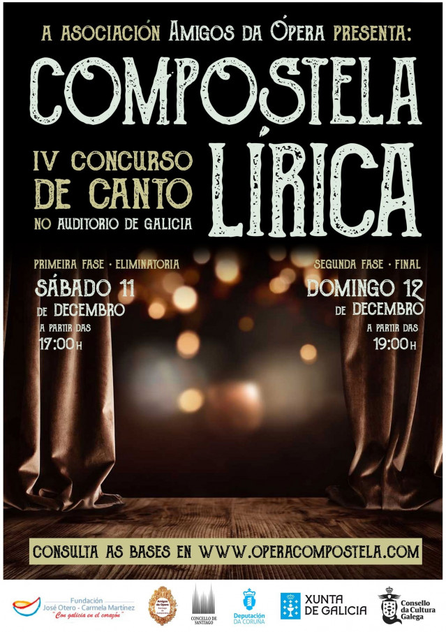 Convocado el IV Concurso de Canto Compostela Lírica para solistas de entre 18 y 35 años
