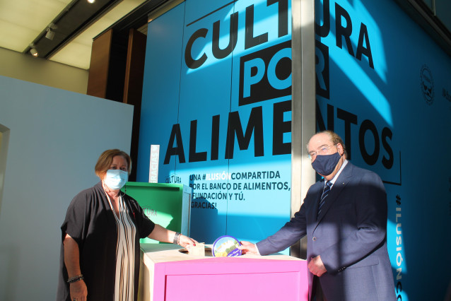 El presidente de Afundación, Miguel Ángel Escotet, en la presentación de la campaña 'Cultura por Alimentos'.