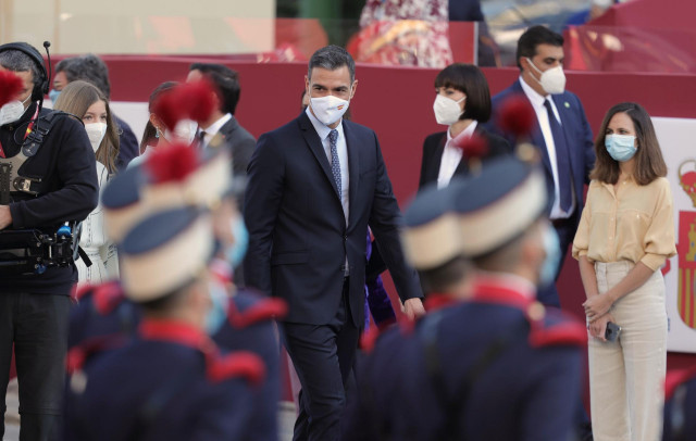 El presidente del Gobierno, Pedro Sánchez, en el desfile del 12 de octubre por el Día de la Fiesta Nacional