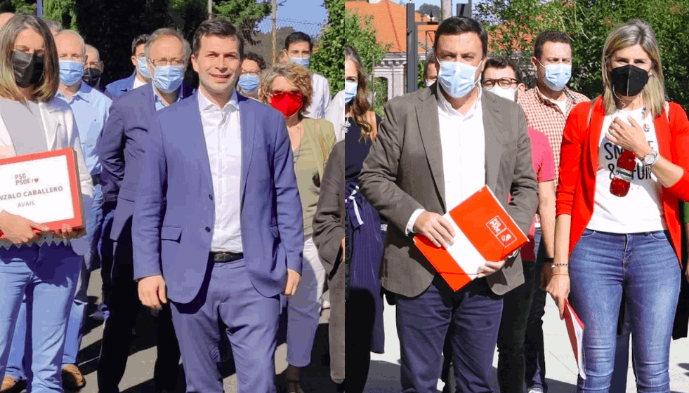 Las candidaturas de Caballero y Formoso entregando los avales en un fotomontaje de Galiciapress