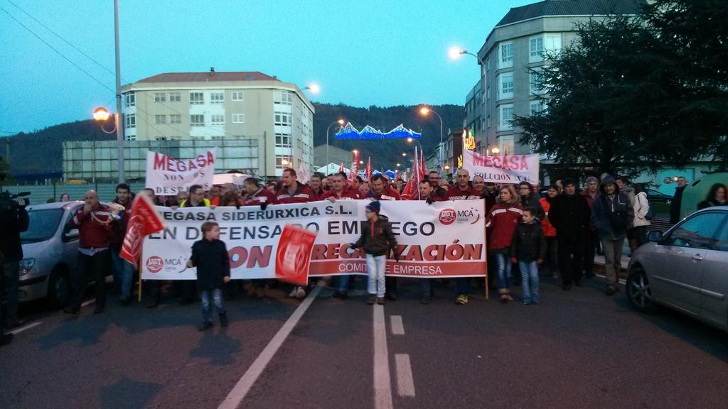 Una pasada protesta de los trabajadores de Megasa Naru00f3n en una foto de Traballalcoruna Twitter