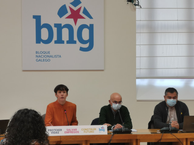 La portavoz nacional del BNG, Ana Pontón, en unas jornadas del Bloque sobre energía en el Parlamento gallego.