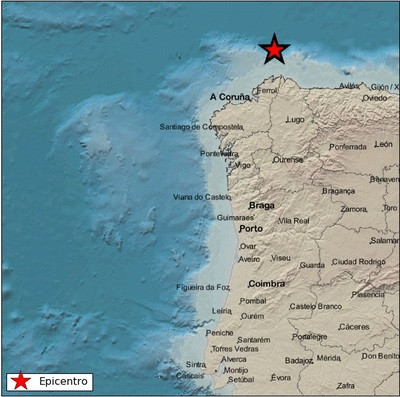 Terremoto de magnitud 4,4 en el Cantábrico frente a la costa gallega.