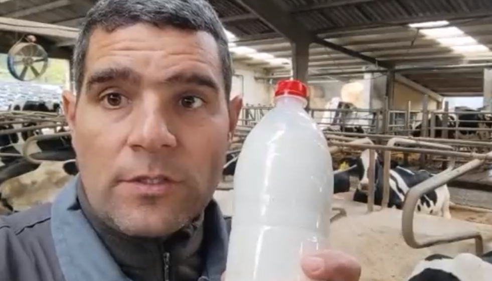 Roberto López de Agromuralla en su granja de vacas de leche en Lugo