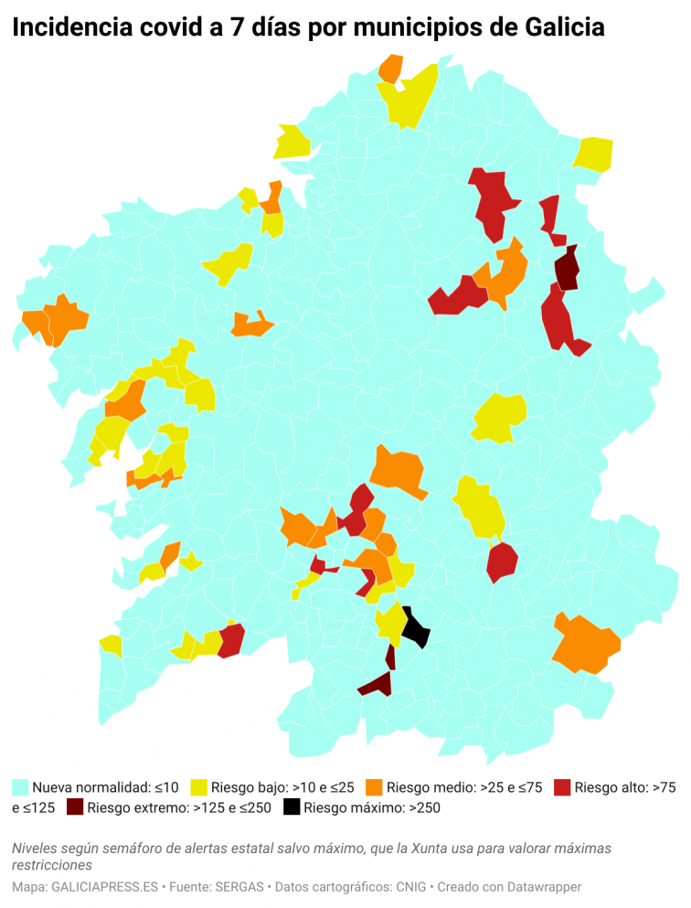 Covid por concellos: Ourense adelantará al área de A Coruña como la más afectada de mantener su escalada