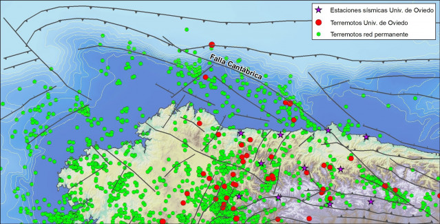 Mapa de terremotos en el norte del territorio