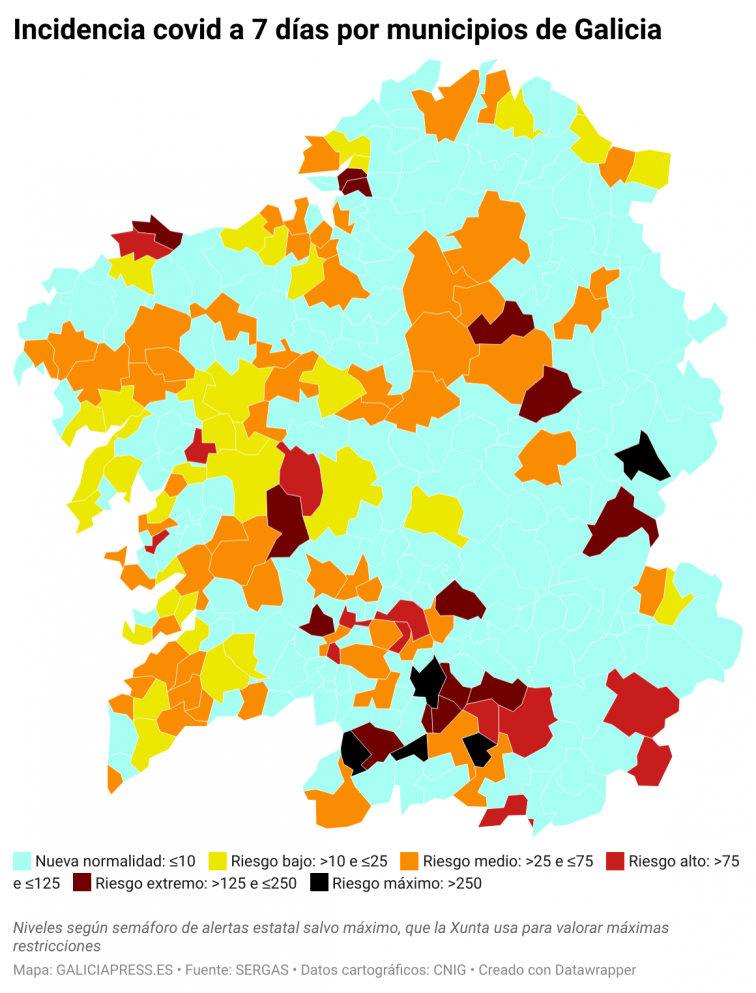 Covid por concellos: la pandemia golpea con fuerza en Ourense y Vigo; el virus reaparece en trece localidades