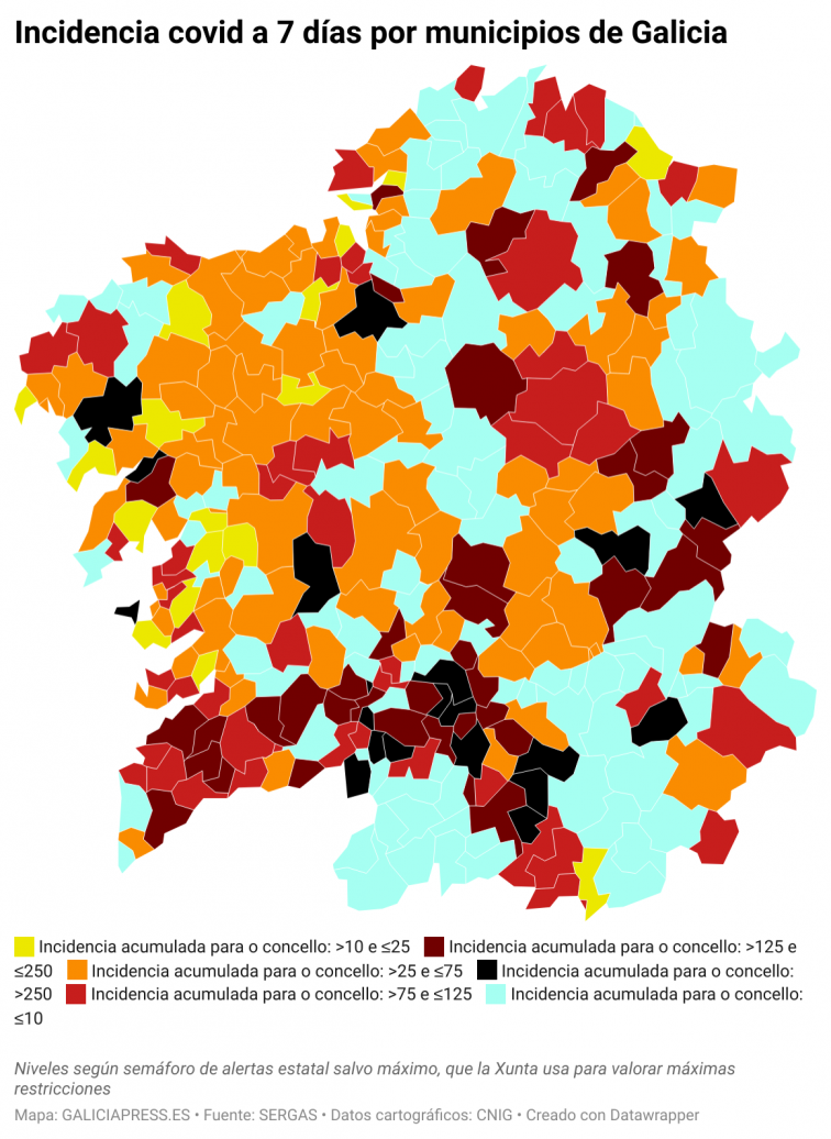 Covid municipios: Récord de positivos en la ciudad de Vigo, empeora A Coruña y Ourense modera su alza