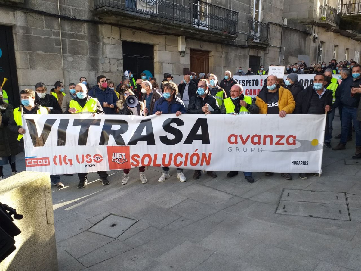 Protesta de los trabajadores de Vitrasa en una foto de Marea de Vigo