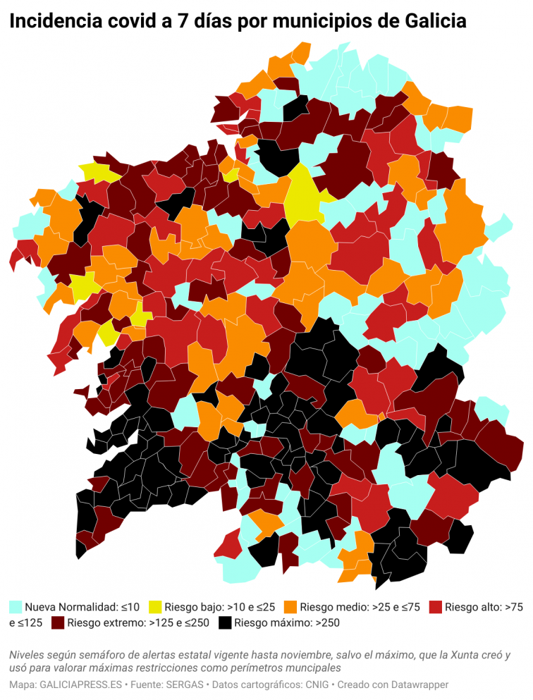 Covid por concellos: Vigo registra una variación de casi 100 casos a solo dos semanas de Nochebuena