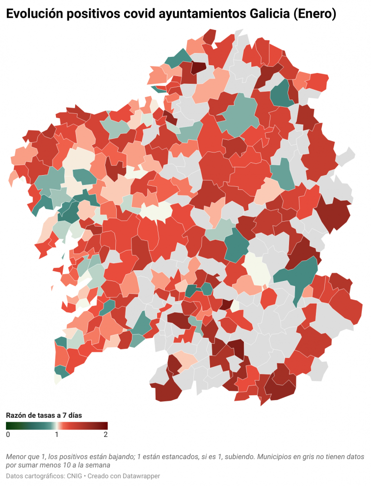 Covid por concellos: grandes descensos en las áreas de A Coruña y Santiago; el área de Ourense se relanza