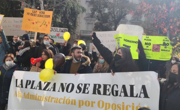 Una protesta de la Plataforma en Defensa del Turno Libre en las oposiciones