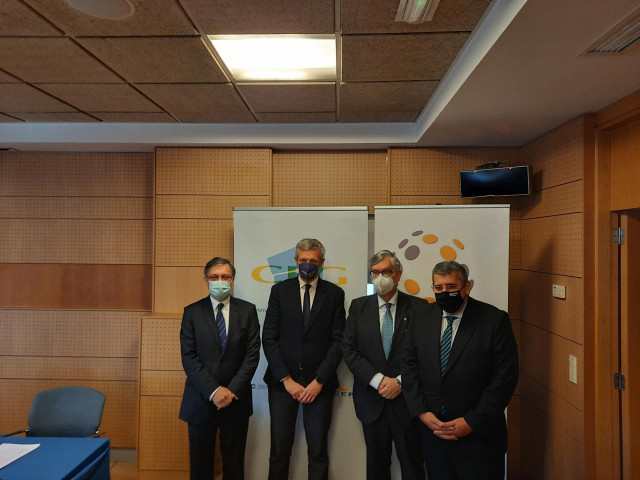 Alfonso Rueda en el acto de esta mañana en Vigo.