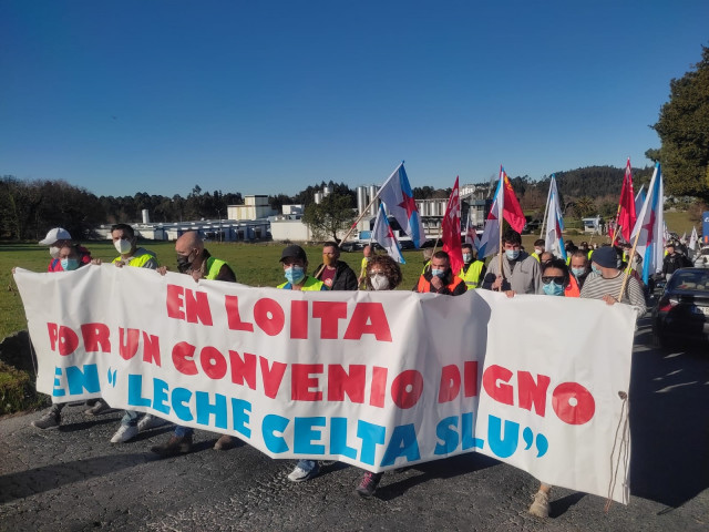 Movilización de los trabajadores de Leche Celta.
