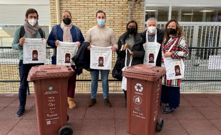 Los contenedores marrones aterrizan en los colegios de Ourense de la mano del proyecto Ecoval Sudoe