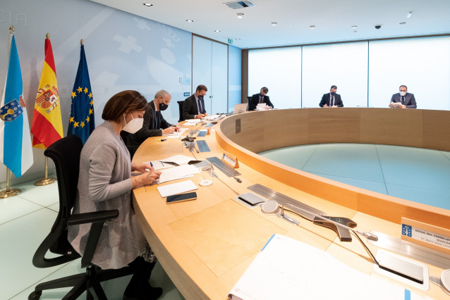 O titular do Goberno galego, Alberto Núñez Feijóo, preside a reunión do Consello da Xunta. Edificio Administrativo de San Caetano, Santiago de Compostela, 20/01/22.