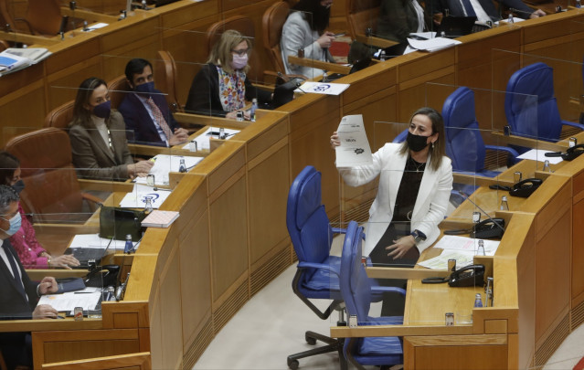 La conselleira de Infraestruturas e Mobilidade, Ethel Vázquez, en el pleno de la Cámara