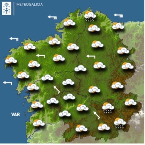 Mapa de la previsión meteorológica en Galicia para el 11 de febrero.