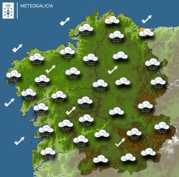 Predicciones para el miércoles 16 de febrero en Galicia.