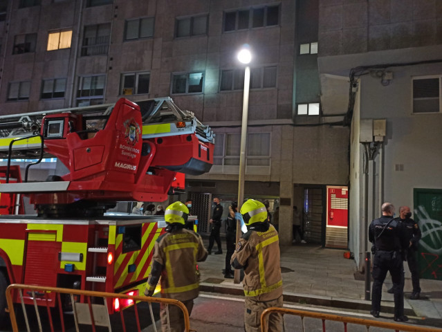 Incendio en la calle Laverde Ruiz, de Santiago de Compostela