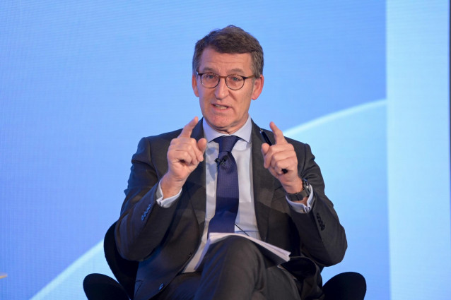 El presidente de la Xunta, Alberto Núñez Feijoo, interviene en la presentación del Plan Estratéxico 2022-2030 para Galicia, en el Museo Santiago Rey Fernández-Latorre, a 2 de marzo de 2022, en Arteixo, A Coruña, Galicia (España).