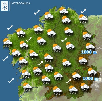 El tiempo para este martes en Galicia: Alternancia de nubes y claros y chubascos intermitentes