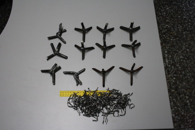 Pinchos intervenidos a un transportista participando en un piquete