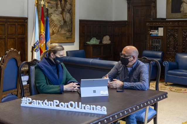 El presidente de la Diputación de Ourense, Manuel Baltar, se reúne con la gerente del Inorde, Emma González