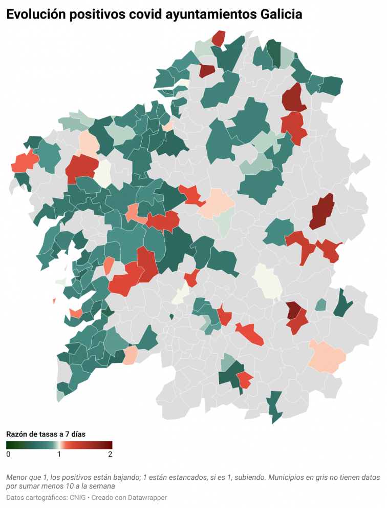 Covid municipios: Bueu, Santa Comba y Melide están entre los que empeoran pese a la reducción artificial del cómputo