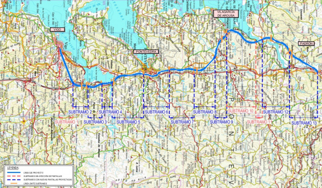 Adif AV instalará protecciones acústicas en el tramo Vigo-Padrón del Eje Atlántico de Alta Velocidad