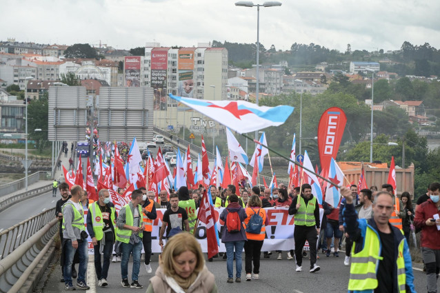 Movilización en  la tercera jornada de huelga del sector siderometal en la provincia de A Coruña