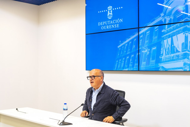 El presidente de la Diputación de Ourense, Manuel Baltar, en rueda de prensa este miércoles