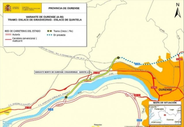 Archivo - Trazado del primer tramo de la Variante Norte de Ourense, Eirasvedras-Quintela.