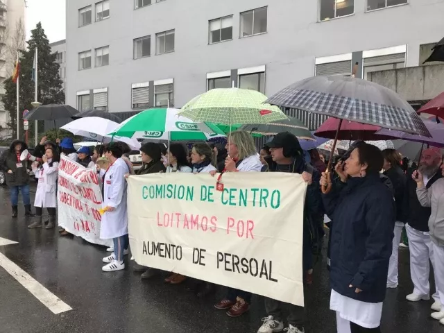 Protesta de la Comisión de Persoal del CHUAC en noviembre de 2019 antes de la pandemia de covid