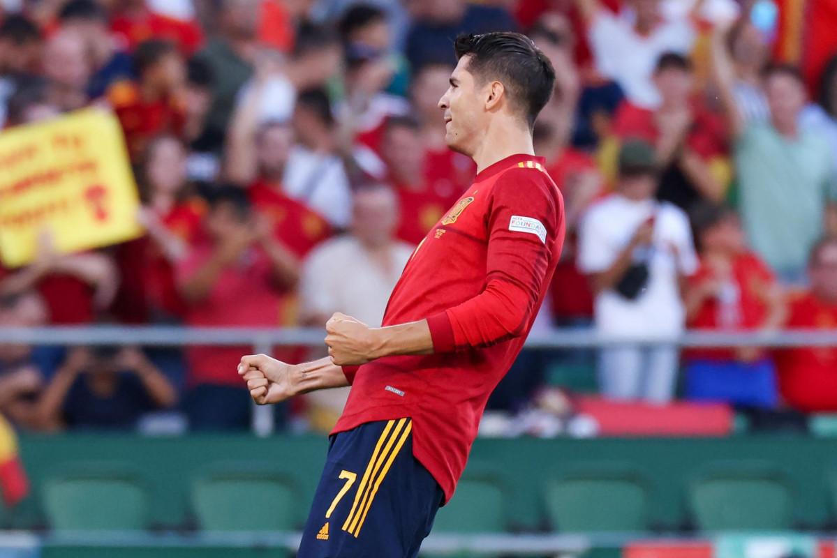 EuropaPress 4495972 02 june 2022 spain seville spains alvaro morata celebrates scoring his