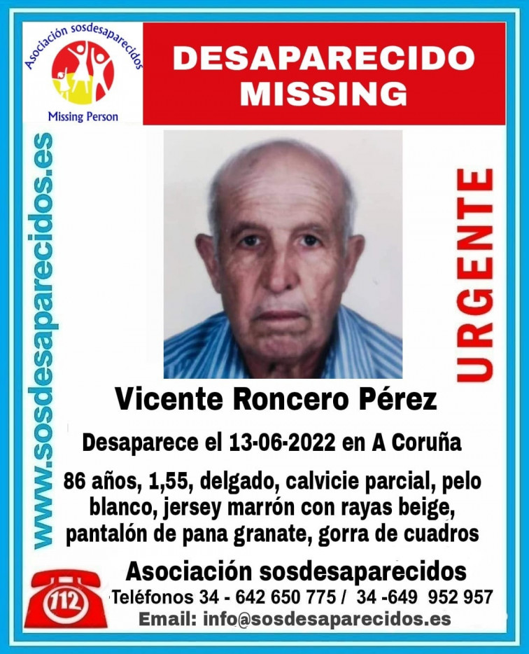Desaparecido un vecino de A Coruña de 86 años, al que perdieron la pista este lunes