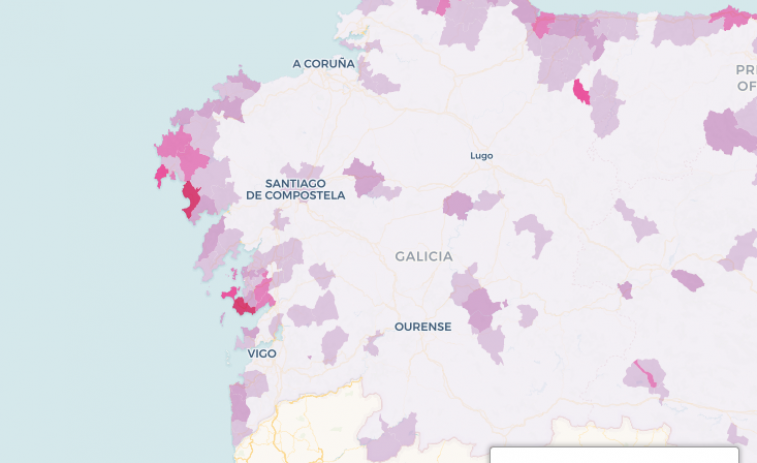 Mapa de alquileres vacacionales en Galicia: Una de cada 100 viviendas en la provincia de Pontevedra es turística