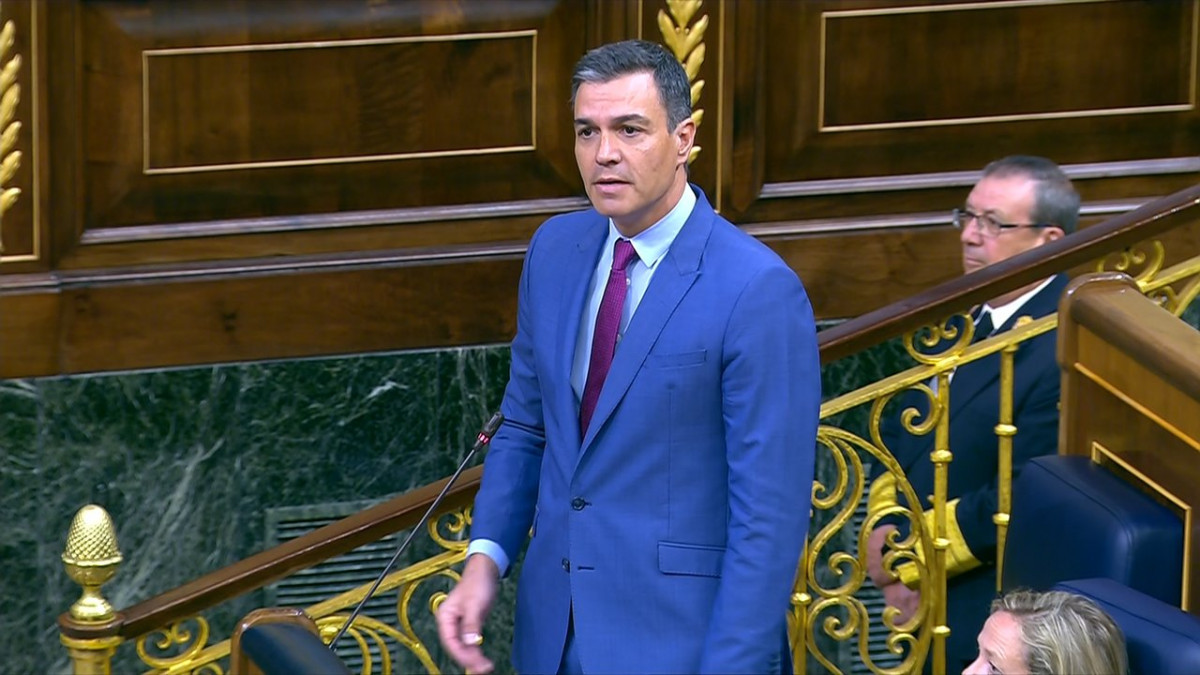 Pedro Su00e1nchez anunciando la rebaja de la luz en el Congreso