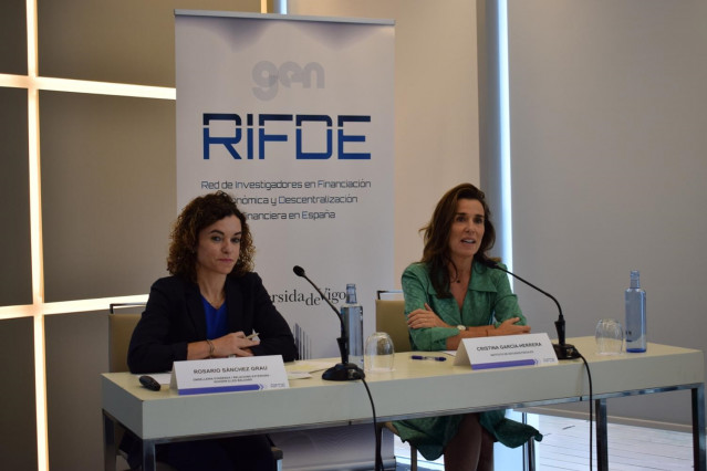 La consellera de Hacienda y Relaciones Exteriores, Rosario Sánchez, durante la X edición de las Jornadas sobre finanzas autonómicas.