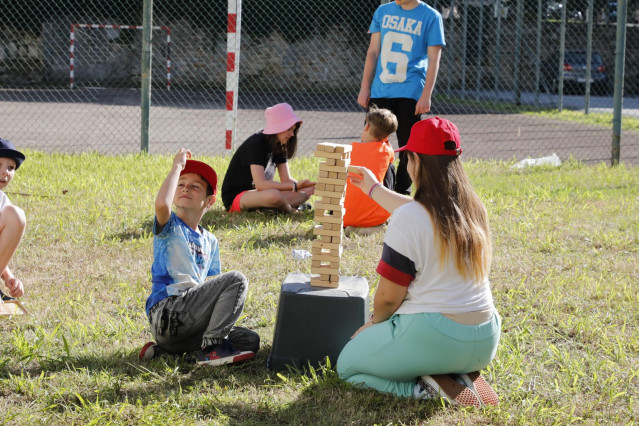 Niños participantes en el campamento de Pontevedra.