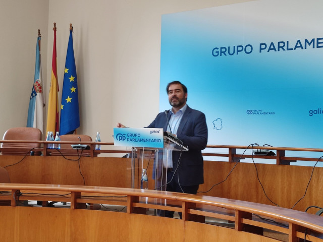 El viceportavoz parlamentario del PPdeG Alberto Pazos en rueda de prensa