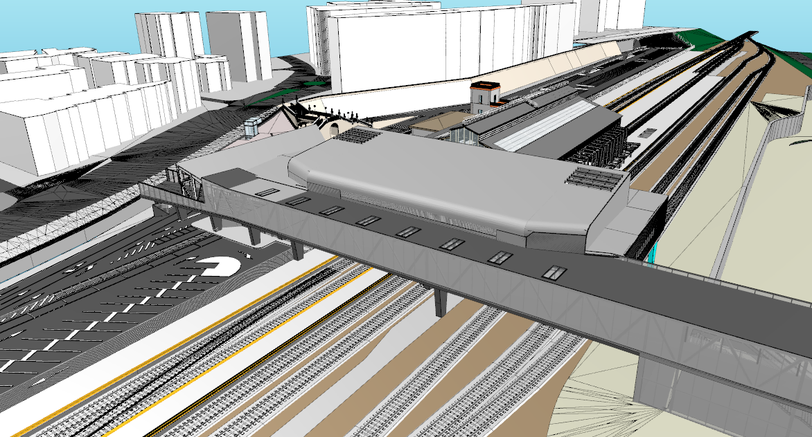 Modelo del nuevo edificio de la intermodal de Santiago en una imagen de COPASA