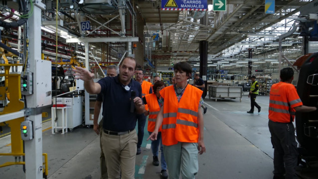 La portavoz nacional del BNG, Ana Pontón, durante una visita a la planta de Stellantis en Vigo, el 7 de julio de 2022.
