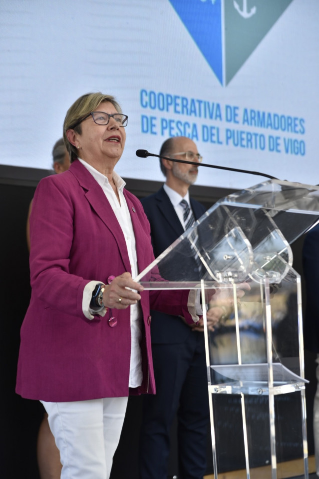 La conselleira do Mar, Rosa Quintana, en la inuguración del IV Festival ARVI do Peixe-Vigo Seafest 2022.