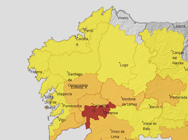 Alertas de AEMET para este miu00e9rcoles en Galicia