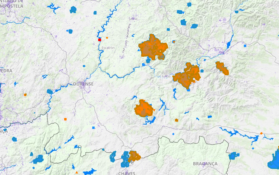 Superficie quemada en el suroeste de Galicia en el u00faltimo mes segu00fan el proyecto Copernicus de la Uniu00f3n Europea